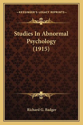 Studies In Abnormal Psychology (1915)