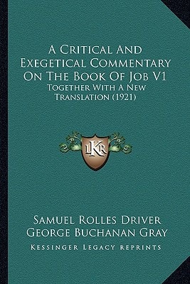 A Critical And Exegetical Commentary On The Book Of Job V1: Together With A New Translation (1921)