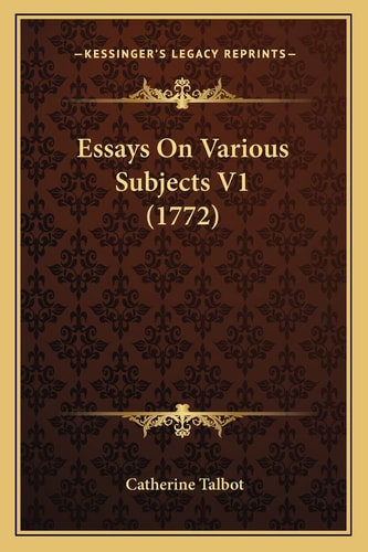 Essays On Various Subjects V1 (1772)