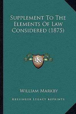 Supplement To The Elements Of Law Considered (1875)