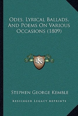 Odes, Lyrical Ballads, And Poems On Various Occasions (1809)