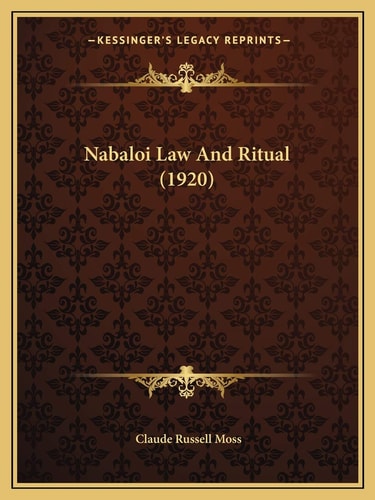 Nabaloi Law And Ritual (1920)