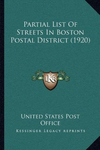 Partial List Of Streets In Boston Postal District (1920)