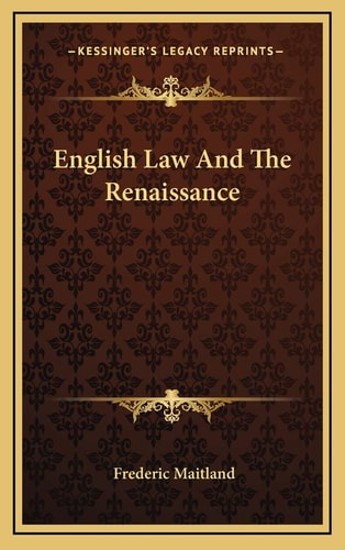 English Law And The Renaissance