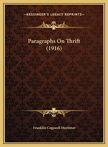 Paragraphs On Thrift (1916)