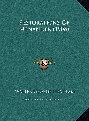 Restorations Of Menander (1908)