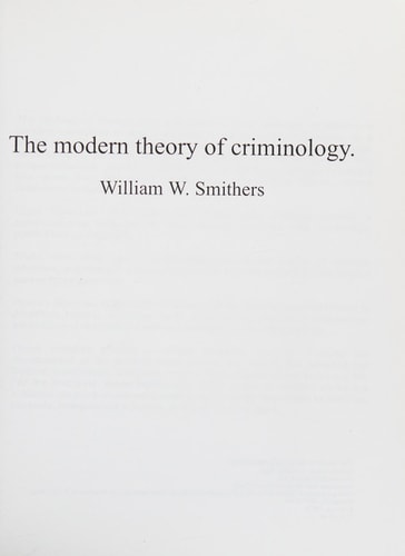 The modern theory of criminology.