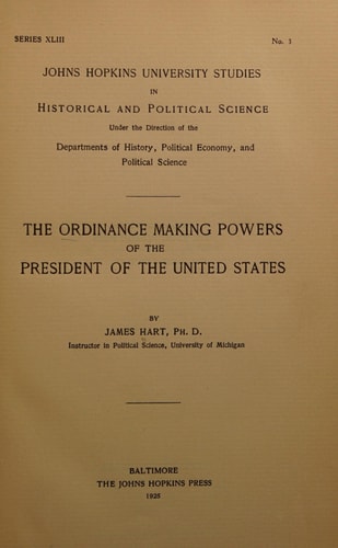 The ordinance making powers of the President of the United States.