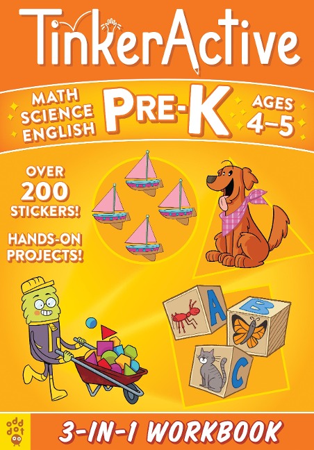 Tinkeractive Pre-K 3-In-1 Workbook: Math, Science, English Language Arts