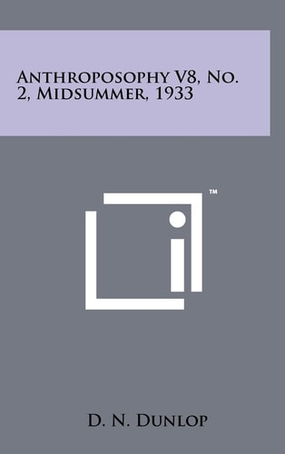 Anthroposophy V8, No. 2, Midsummer, 1933