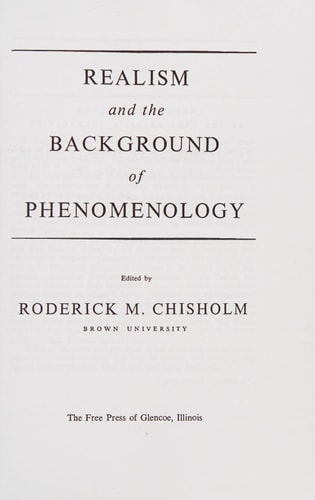 Realism and the Background of Phenomenology