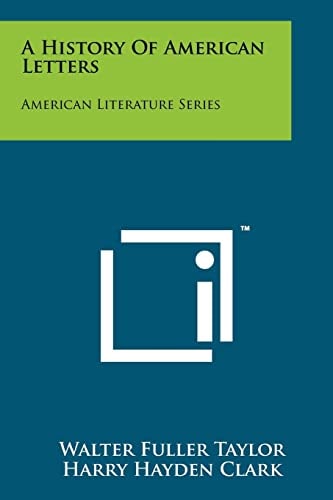 A History of American Letters American Literature Series