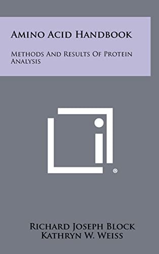 Amino Acid Handbook Methods And Results Of Protein Analysis