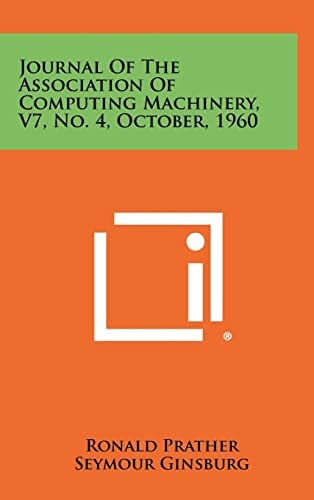 Journal of the Association of Computing MacHinery, V7, No 4, October 1960
