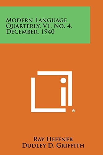 Modern Language Quarterly, V1, No. 4, December, 1940