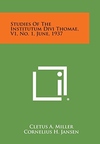 Studies of the Institutum Divi Thomae, V1, No. 1, June, 1937