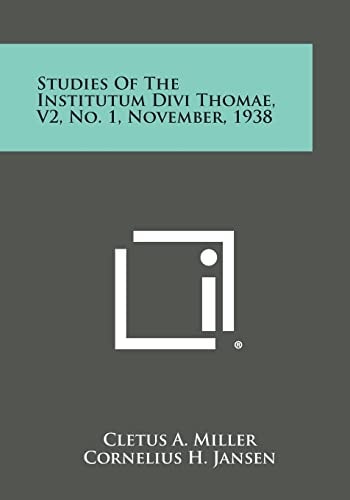 Studies of the Institutum Divi Thomae, V2, No. 1, November, 1938