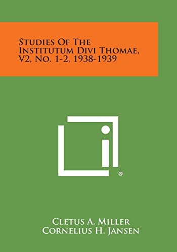 Studies of the Institutum Divi Thomae, V2, No. 1-2, 1938-1939