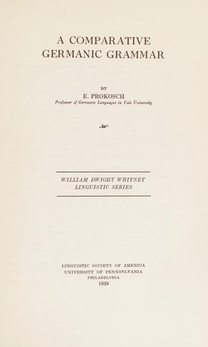 A Comparative Germanic Grammar
