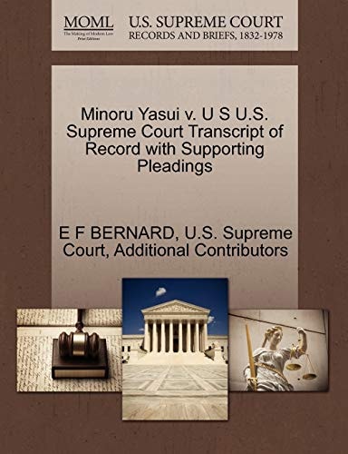Minoru Yasui v. U S U.S. Supreme Court Transcript of Record with Supporting Pleadings