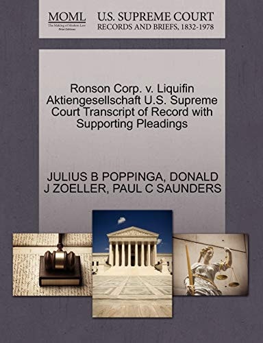 Ronson Corp. v. Liquifin Aktiengesellschaft U.S. Supreme Court Transcript of Record with Supporting Pleadings