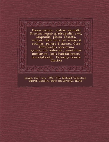 Fauna Svecica Sistens Animalia Svecicae Regni
