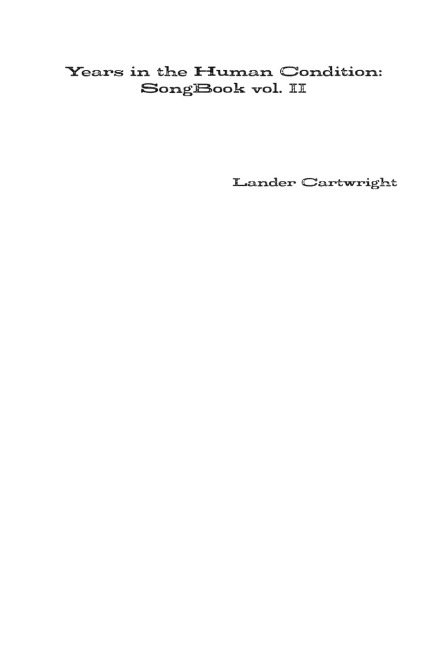 Years in the Human Condition: SongBook vol. II