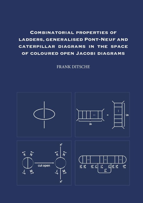 Combinatorial properties of ladders, generalised Pont-Neuf and caterpillar diagrams in the space of coloured open Jacobi diagrams