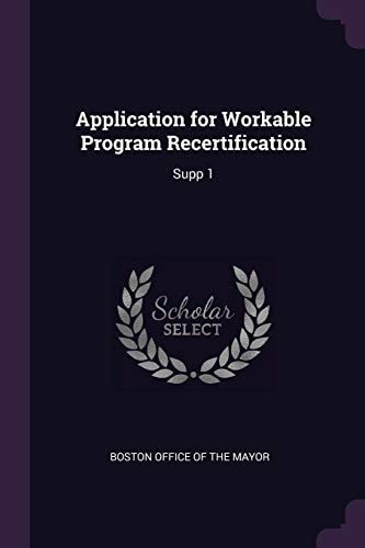 Application for Workable Program Recertification Supp 1