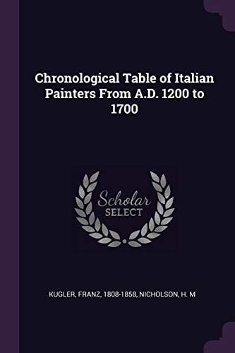 Chronological Table of Italian Painters from A. D. 1200 To 1700