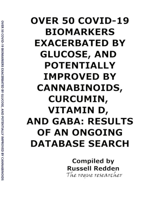 OVER 50 COVID-19 BIOMARKERS EXACERBATED BY GLUCOSE, AND POTENTIALLY IMPROVED BY CANNABINOIDS, CURCUMIN, VITAMIN D, AND GABA: RESULTS OF AN ONGOING DATABASE SEARCH