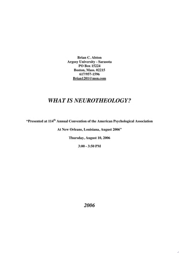 What is Neurotheology?