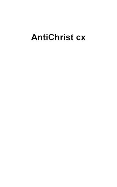 AntiChrist cx: The First Journal