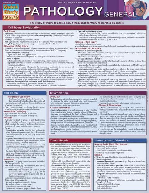 Pathology: General: Quickstudy Laminated Reference Guide