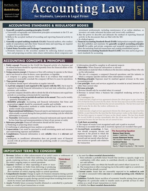 Accounting Law for Students, Lawyers & Legal Firms: A Quickstudy Laminated Reference Guide