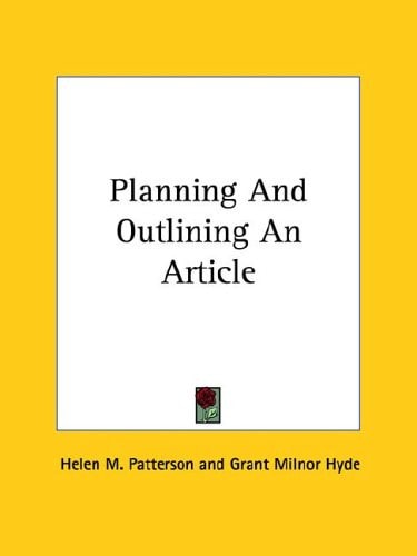 Planning And Outlining An Article