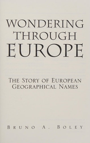 Wondering Through Europe The Story of European Geographical Names