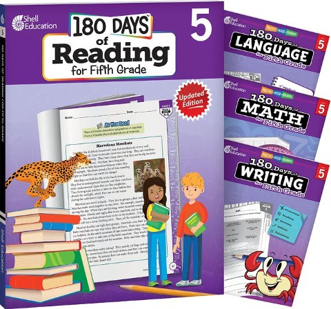 180 Days(tm) Reading, Math, Writing, & Language for Grade 5: 4-Book Set: Practice, Assess, Diagnose