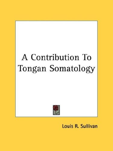 A Contribution To Tongan Somatology