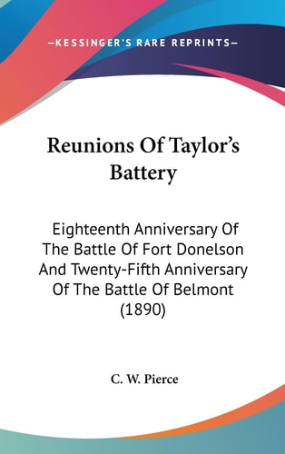 Reunions Of Taylor's Battery Eighteenth Anniversary Of The Battle Of Fort Donelson And Twenty-Fifth Anniversary Of The Battle Of Belmont (1890)