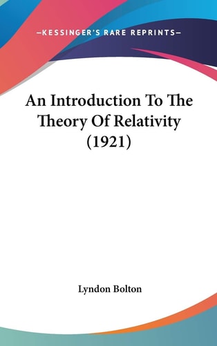 An Introduction To The Theory Of Relativity (1921)