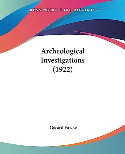 Archeological Investigations (1922)