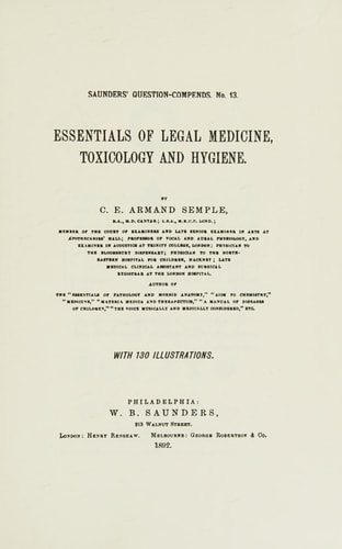 Essentials of Legal Medicine, Toxicology and Hygiene