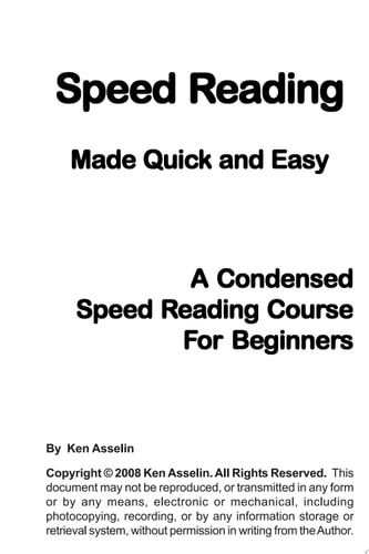 Speed Reading Made Quick and Easy