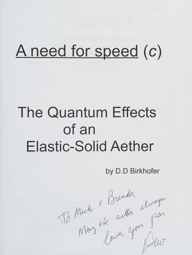 A Need For Speed ( C ) The Quantum Effects Of An Elastic-Solid Aether