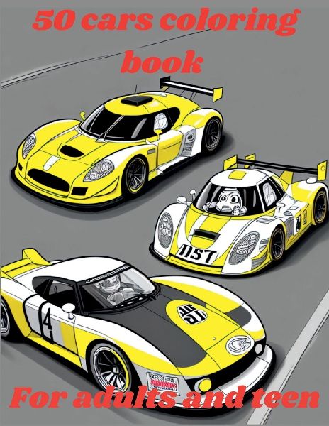 50 cars coloring book, For adults and teen