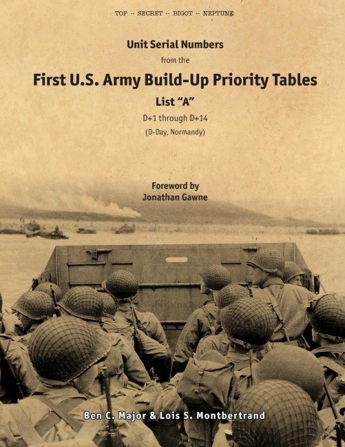 Unit Serial Numbers from the First U.S. Army Build-Up Priority Tables, List A, D+1 through D+14 D-Day (Normandy) - Top Secret - BIGOT NEPTUNE
