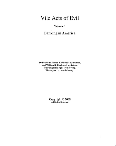 Vile Acts of Evil Volume 1 Banking in America