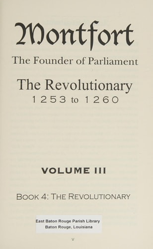 Montfort The Revolutionary 1253 to 1260