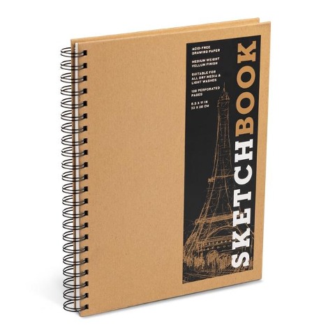 Sketchbook 8.5 x 11 Kraft Spiral Hardcover Mixed Media Sketchbook for Drawing: Acid-Free Quality Paper (128 pages)